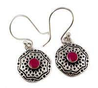 SILVERTROVE Boucles d'oreilles pendantes en argent sterling 925 avec rubis et pierre précieuse de synthèse, cadeau fait main, CEG04AM