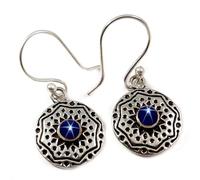 SILVERTROVE Boucles d'oreilles pendantes en argent sterling 925 avec saphir bleu Linde Star, pierre précieuse de synthèse, cadeau fait main, CEG04BG