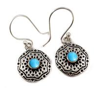 SILVERTROVE Boucles d'oreilles pendantes en argent sterling 925 avec turquoise de synthèse, bijou fait main, CEG04BT