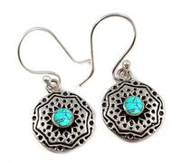 SILVERTROVE Boucles d'oreilles pendantes en argent sterling 925 avec turquoise de synthèse Boucles d'oreilles pendantes en argent sterling pour femme, cadeau fait main, CEG04BU