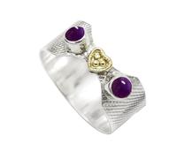 SILVERTROVE Cabochon améthyste pierre précieuse 925 bague en argent Sterling hommes femmes déclaration cadeau bague bijoux faits à la main CRG1096BW_55 (17.5)