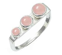 SILVERTROVE en Bague plaquée argent avec pierre précieuse Quartz rose pour homme et femme, article cadeau, bijoux faits main CRG1265BX_74 (23.6)