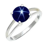 SILVERTROVE en Bague plaquée argent avec pierre précieuse Saphir bleu Linde Star (laboratoire) pour homme et femme, article cadeau, bijoux faits main CRG1258BG_53 (16.9)