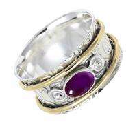 SILVERTROVE tournante avec pierre précieuse Améthyste cabochon fumé Argent sterling 925 Argent sterling 925 Pour homme et femme Cadeau Toutes tailles Bijoux CRG1212BW_55 (17.5)