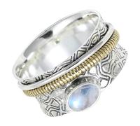 SILVERTROVE tournante avec pierre précieuse Pierre de lune arc-en-ciel Pour homme et femme Argent sterling 925 Toutes tailles Fait main Cadeau Bijoux CRG1211BO_53 (16.9)