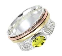 SILVERTROVE tournante avec pierre précieuse Quartz citron de laboratoire fumé Argent sterling 925 Argent sterling 925 Pour homme et femme Cadeau Toutes tailles Bijoux CRG1215BA_74 (23.6)