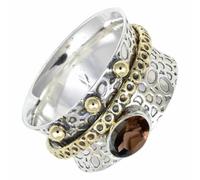 SILVERTROVE tournante avec pierre précieuse Quartz fumé fumé Argent sterling 925 Argent sterling 925 Pour homme et femme Cadeau Toutes tailles Bijoux CRG1213AD_64 (20.4)