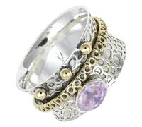 SILVERTROVE tournante avec pierre précieuse Quartz lavande de laboratoire fumé Argent sterling 925 Argent sterling 925 Pour homme et femme Cadeau Toutes tailles Bijoux CRG1213AX_64 (20.4)