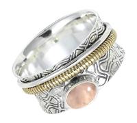 SILVERTROVE tournante avec pierre précieuse Quartz rose fumé Argent sterling 925 Argent sterling 925 Pour homme et femme Cadeau Toutes tailles Bijoux CRG1211BX_62 (19.7)