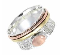 SILVERTROVE tournante avec pierre précieuse Quartz rose Pour homme et femme Argent sterling 925 Toutes tailles Fait main Cadeau Bijoux CRG1215BX_74 (23.6)