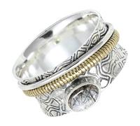 SILVERTROVE tournante avec pierre précieuse Quartz rutile noir fumé Argent sterling 925 Argent sterling 925 Pour homme et femme Cadeau Toutes tailles Bijoux CRG1211BL_51 (16.2)