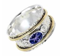 SILVERTROVE tournante avec pierre précieuse Tanzanite de laboratoire Pour homme et femme Argent sterling 925 Toutes tailles Fait main Cadeau Bijoux CRG1212AV_73 (23.2)