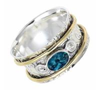 SILVERTROVE tournante avec pierre précieuse Topaze bleue de Londres de laboratoire Pour homme et femme Argent sterling 925 Toutes tailles Fait main Cadeau Bijoux CRG1212AT_49 (15.6)