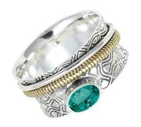 SILVERTROVE tournante avec pierre précieuse Tourmaline Paraïba verte de laboratoire Pour homme et femme Argent sterling 925 Toutes tailles Fait main Cadeau Bijoux CRG1211AS_58 (18.5)