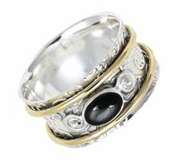 SILVERTROVE tournante en argent sterling 925 avec pierre précieuse Onyx noir cabochon pour homme et femme, article cadeau, bijoux faits main CRG1212BY_58 (18.5)