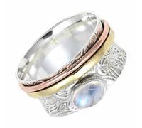 SILVERTROVE tournante en argent sterling 925 avec pierre précieuse Pierre de lune arc-en-ciel pour homme et femme, article cadeau, bijoux faits main CRG1215BO_55 (17.5)
