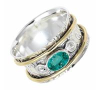 SILVERTROVE tournante en argent sterling 925 avec pierre précieuse Tourmaline Paraïba verte de laboratoire pour homme et femme, article cadeau, bijoux faits main CRG1212AS_66 (21.0)