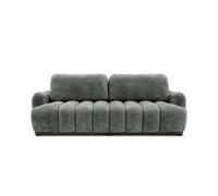 Silvia - Canapé droit 3 places convertible avec coffre - en tissu bouclette - Gris