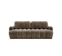 Silvia - Canapé droit 3 places convertible avec coffre - en tissu bouclette - Marron