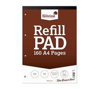 Silvine Bloc-notes de 160 pages A4 relié, 4 perforations Ligné Single Fin.