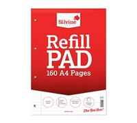 Silvine Bloc-notes de 160 pages A4 relié, 4 perforations Lignées avec une marge Single