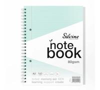 Silvine Carnet A5 bleu en papier dyslexie | 100 pages à spirales, papier teinté 80 g/m² pour apprentissage et aide à la mémoire SEN