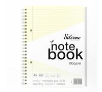 Silvine Carnet A5 en papier crème pour dyslexie | 100 pages à spirales, papier teinté 80 g/m² pour apprentissage et aide à la mémoire SEN