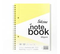 Silvine Carnet de notes A5 en papier jaune pour dyslexie | 100 pages à spirales, papier teinté 80 g/m² pour apprentissage et aide à la mémoire SEN