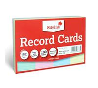 Silvine Cartes 203x127mm ligné Lot de 100 Couleurs assorties