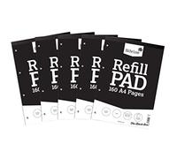 Silvine Lot de 5 blocs de 160 pages A4 reliées à la tête et perforées 4 trous Pages blanches unies