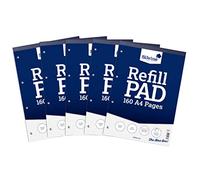 Silvine Lot de 5 blocs de recharge A4 de 160 pages, reliés et perforés à 4 trous, blanc, ligné 5 mm