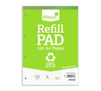 Silvine Réf RE4FM Bloc de cours en papier recyclé Reliure intégrale Ligné avec marge 160 pages 70 g/m² A4 Lot de 6 (Import Royaume Uni)