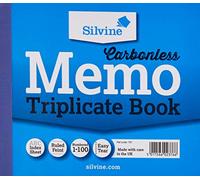 Silvine Triplicate Livre Carbonless Memo Ruled Feint 1-100 105.5 x 125.5 mm Lot de 5