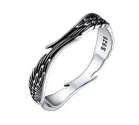 Silvora Anneau Bague Ailes S Embrasse Femme Argent 925 Petite Chaine Doigt Fine Sterling Bagues Homme Fille Enfant Garçon Ami Cadeau Noël Fête Mères Pères