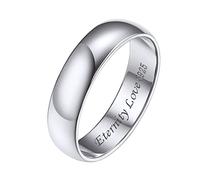 Silvora Anneau Femme Argent Graver 925 5 mm 57-Bague Petit Doigt Sterling Bagues Fine Mini Pouce Alliance Petit Fille Bijou Fiancaille Cadeau Mariage Couple Vacance