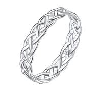 Silvora Bague Argent 925 Femme Celtique Bande-4 mm Anneau Fin Fille Bague Garcon Gros Large Bijoux pour Pouce Index Annulaire Auriculaire