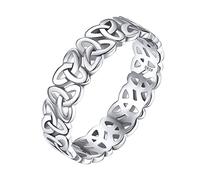 Silvora Bague Argent 925 Femme Celtique Noeud-5 mm Anneau Fin Fille Bague Garcon Gros Large Bijoux pour Pouce Index Annulaire Auriculaire