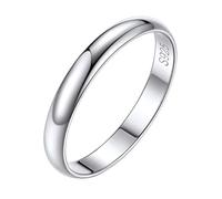 Silvora Bague Argent 925 Sterling Alliance pour Femme Homme 57 3 mm Mini Anneau Annulaire Petit Bagues Cercle Fille Bijoux Fiancaille Cadeau Couple Noel Saint Valentin Maman