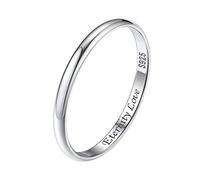 Silvora Bague Femme Argent Fine Graver 2 mm 47-Petit Mini Anneau Pouce Alliance Bagues Fille 925 Sterling Bijou Fiancaille Cadeau Couple Fetes des Meres