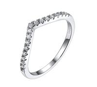 Silvora Bague Strass en Os de Souhait Femme Petit Doigt Argent 1.7 mm 67-Bagues Fine Wishe Bone Mini Anneau Pouce Petit Fille Bijou Fiancaille Cadeau Mariage Couple Jeune Ado Copine