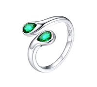 Silvora Bagues Femmes Anneaux Ouvert en Argent 925 Réglables avec Pierre de Naissance Douze Mois Type de Larme Alliance Bijoux Cadeau pour Soeur Maman Bague Fille avec Boîte Gratuit