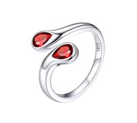 Silvora Bagues Femmes Anneaux Ouvert en Argent 925 Réglables avec Pierre de Naissance Douze Mois Type de Larme Alliance Bijoux Cadeau pour Soeur Maman Bague Fille avec Boîte Gratuit