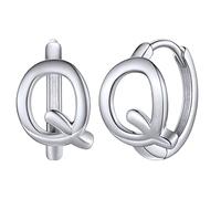 Silvora Boucle d'Oreille Lettre A-Z Creoles Argent 925 Sterling Clou d Oreille Alphabet Anneau Petit - Bijoux Cadeau Enfant Soeur Copine Adolecent Fête des Mères Adult Mariage Noël
