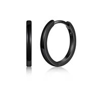 Silvora Boucles d'Oreilles Petite Créole Noir Femme Homme Anneau 14 MM