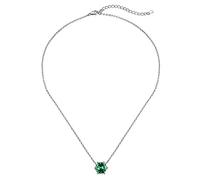 Silvora Collier Emeraude Femme Argent 925 Pendentif Petit avec Chaine Fine Rolo Rond Jade Vert Feuille Mignon Zirconium Pierre mai Crital 40 cm Bijou Cadeau Fille 15 ans Adolescente Amie Enfant