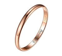 Silvora Petit Bague Femme Alliance Argent 2 mm 62-Mini Anneau 925 Fine Grave Pouce Bagues Or Rose Cercle Fille 925 Sterling Bijou Fiancaille Cadeau Couple Fetes des Meres