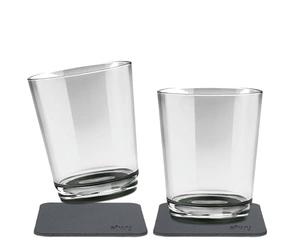 silwy® Gobelets magnétiques antidérapants et incassables de couleur Pearl Grey, deux nano gel pads métalliques inclus (set de 2)
