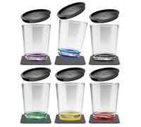 silwy® Gobelets magnétiques Multicolor (set de 6), sans BPA (tritan), couvercles et nano gel pads métalliques inclus