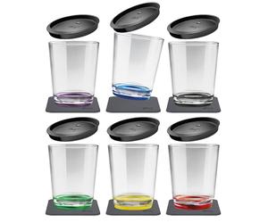 silwy® Gobelets magnétiques Multicolor (set de 6), sans BPA (tritan), couvercles et nano gel pads métalliques inclus