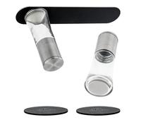 silwy® Lot de 2 moulins à épices avec aimants avec broyeur en céramique réglable et 2 tampons en métal Nano Gel - Moulin à sel & moulin à poivre en acier inoxydable de qualité supérieure (sans